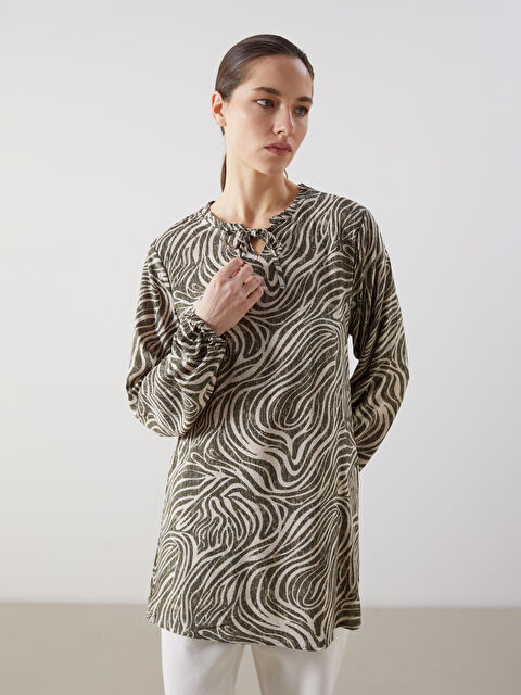 LCW ECO Tie Neck Patterned Women's Blouse - S5M292Z8-LQY