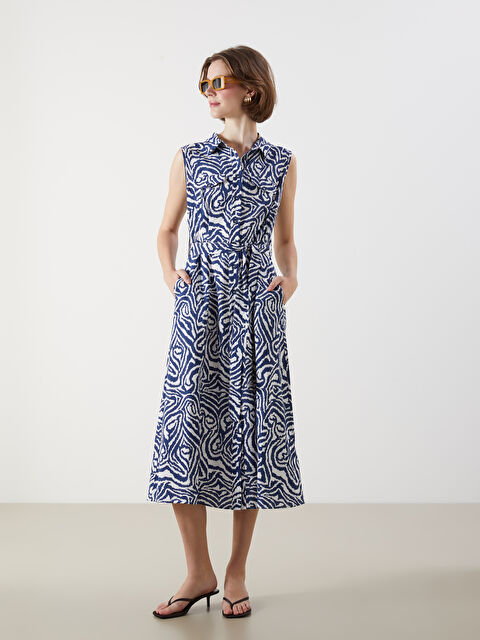 LCWAIKIKI Classic Regular Fit Desenli Gömlek Elbise - S5M301Z8-LQK