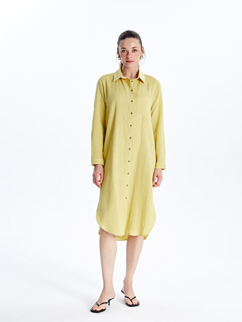 LCWAIKIKI Classic Dokulu Müslin Gömlek Elbise - S5M308Z8-YH5