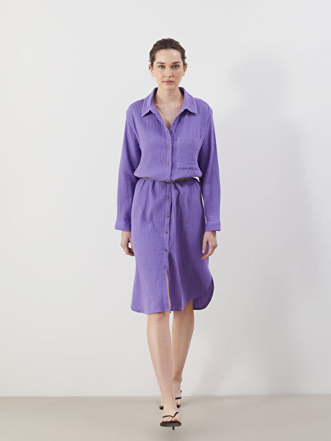 LCWAIKIKI Classic Dokulu Müslin Gömlek Elbise - S5M308Z8-YQP