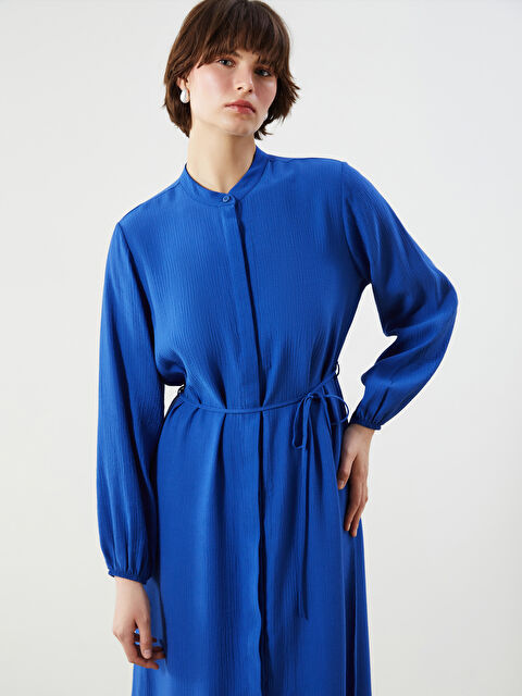 LCWAIKIKI Classic Hakim Yaka Dokulu  A Kesim Oversize Gömlek Elbise - S5M311Z8-CTD