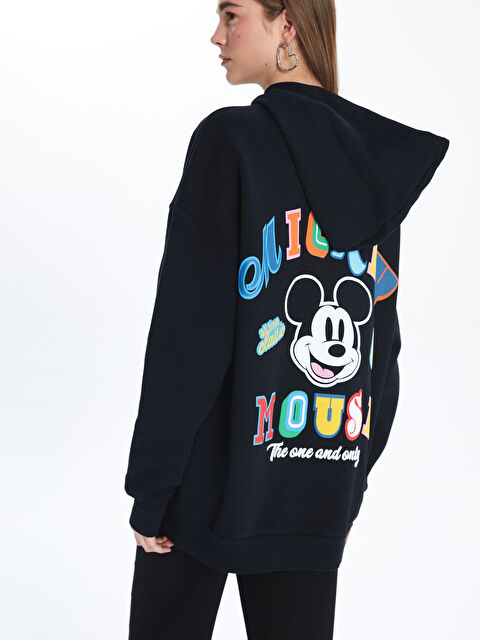 XSIDE Mickey Mouse Baskılı Oversize Kadın Kalın Hoodie - S5M331Z8-CVL