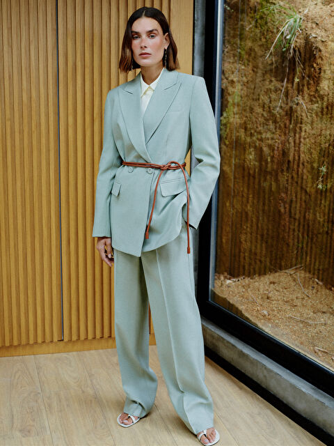 LCW Modest Beli Kuşaklı Kadın Blazer Ceket - S5M344Z8-GGY