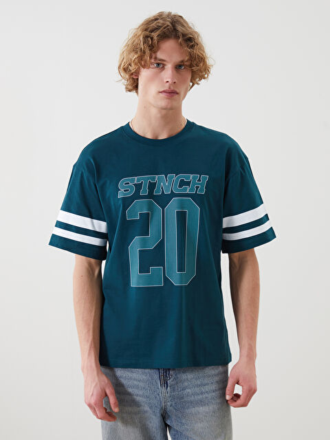 XSIDE Bisiklet Yaka Kısa Kollu Baskılı Penye Erkek Tişört - S5M359Z8-YRW