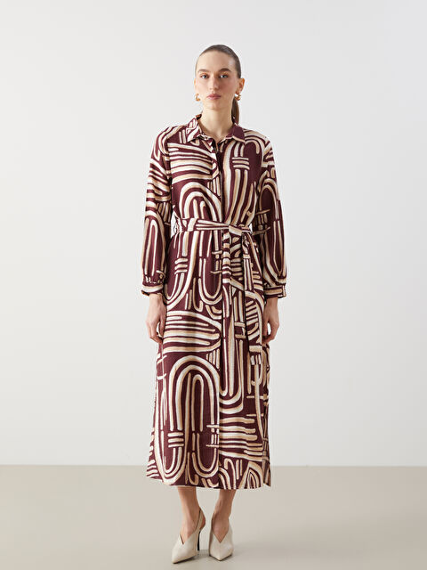 LCWAIKIKI Classic Desenli Kadın Gömlek Elbise - S5M426Z8-LQV