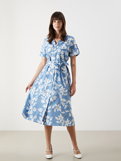 LCW Comfort Çiçekli Poplin Gömlek Elbise - S5M564Z8-LQQ