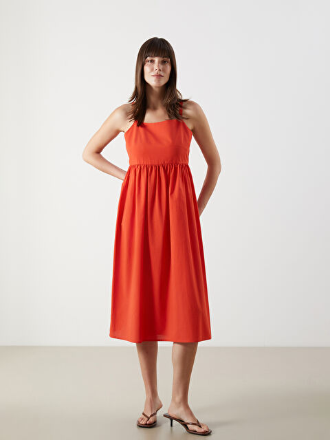 LCW Comfort Kare Yaka Poplin Elbise - S5M565Z8-V8S