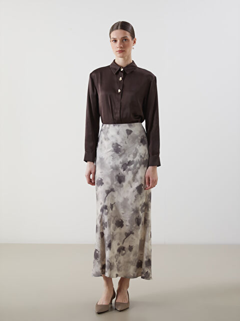 LCW Modest Batik Desenli Saten Kadın Etek - S5M566Z8-LRW