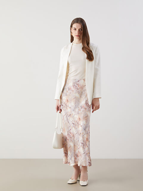 LCW Modest Batik Desenli Saten Kadın Etek - S5M566Z8-LSZ