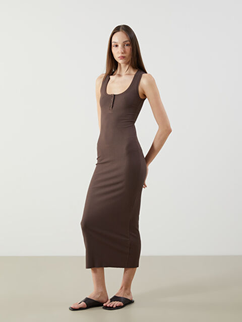 LCW Vision U Yaka Dokulu Bodycon Elbise - S5M639Z8-R3C