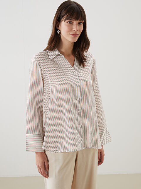 LCW Comfort Çizgili Oversize Kadın Gömlek - S5M652Z8-LFC