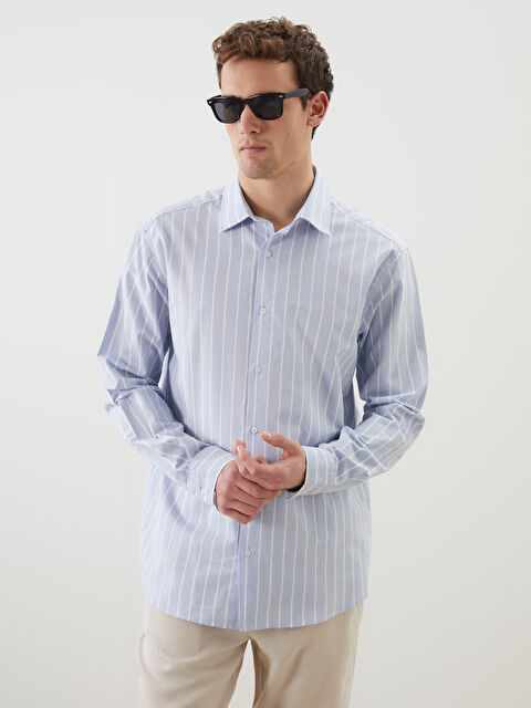 LCW Vision Regular Fit Kısa Kollu Çizgili Oxford Erkek Gömlek