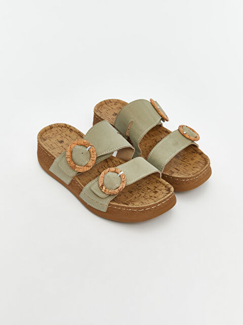 LCW STEPS Süet Görünümlü Çift Bantlı Kadın Terlik - S5M672Z8-FG0