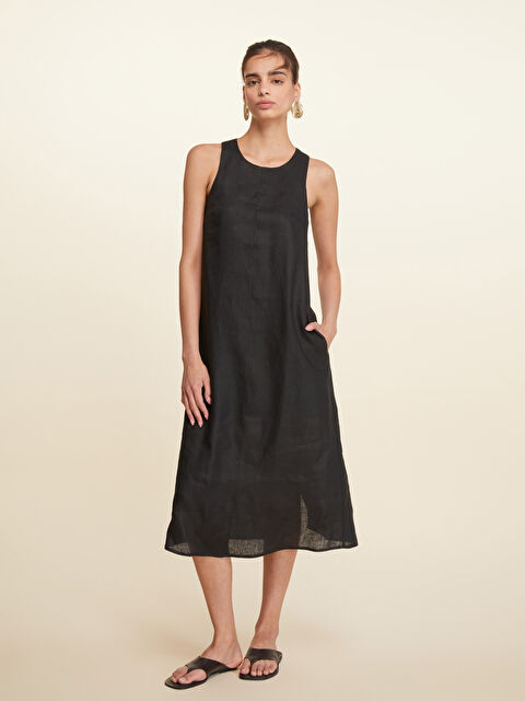 LCW Vision Halter Yaka %100 Keten Elbise - S5M698Z8-CVL