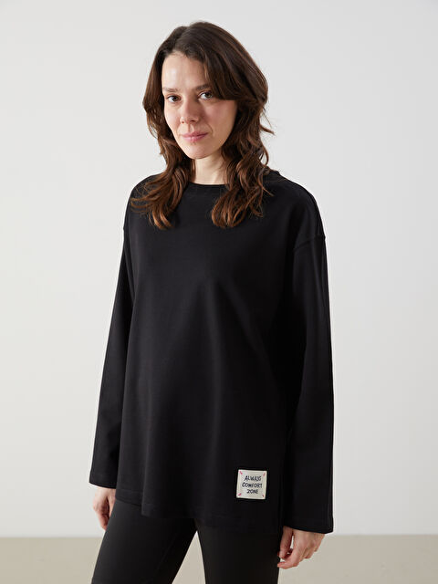 LCW Comfort Bisiklet Yaka Nakışlı Kadın Sweatshirt - S5M715Z8-CVL