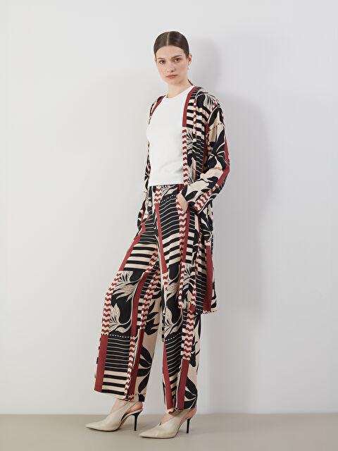 LCW Modest Beli Lastikli Desenli Geniş Paça Kadın Pantolon - S5M717Z8-LQJ