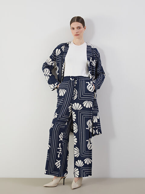 LCW Modest Beli Lastikli Desenli Geniş Paça Kadın Pantolon - S5M717Z8-LSJ