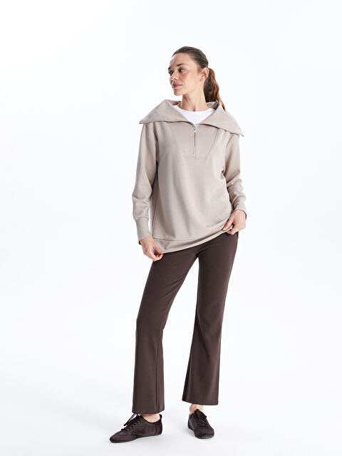 LCWAIKIKI Classic Beli Lastikli İspanyol Paça Kadın Tayt Pantolon - S5M729Z8-HSK