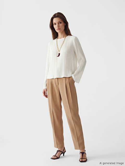 LCW Modest Loose Fit Kadın Pileli Kumaş Pantolon