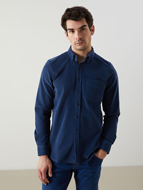 LCWAIKIKI Classic Regular Fit Uzun Kollu Kadife Erkek Gömlek - S5M789Z8-HJK