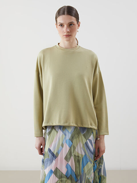 LCW Modest Bisiklet Yaka Oversize Kadın Sweatshirt Tunik