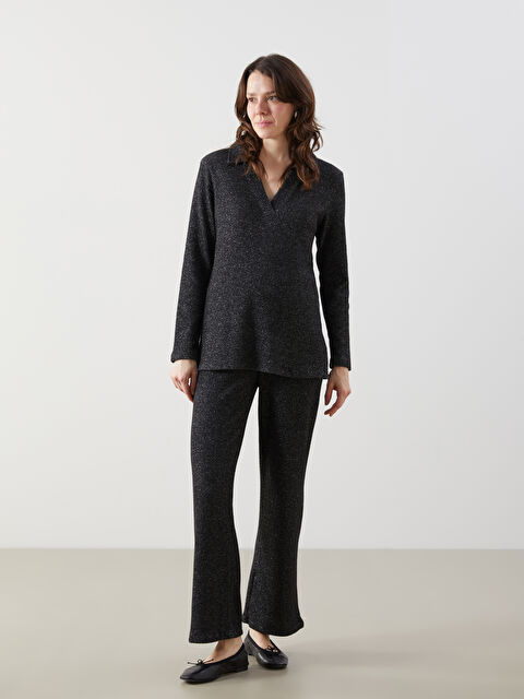 LCW Comfort Beli Lastikli Parlak Görünümlü Kadın Pantolon - S5M813Z8-CZM