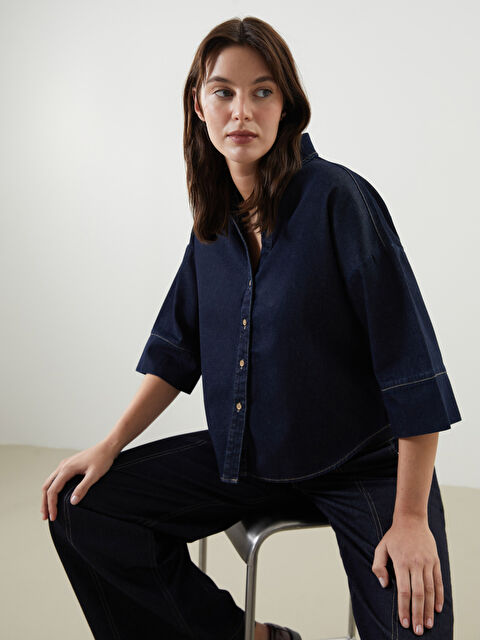 LCW Vision Loose Fit Kadın Jean Gömlek - S5M908Z8-309