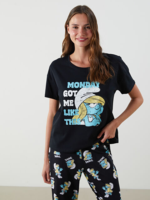 LCW Young Şirinler Baskılı Kadın Pijama Takım - S5M916Z8-LQJ