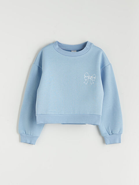 LCW Kids سويتشيرت بنات مطبوع بكول مدور و فيونكة - S5MA48Z4-VZE