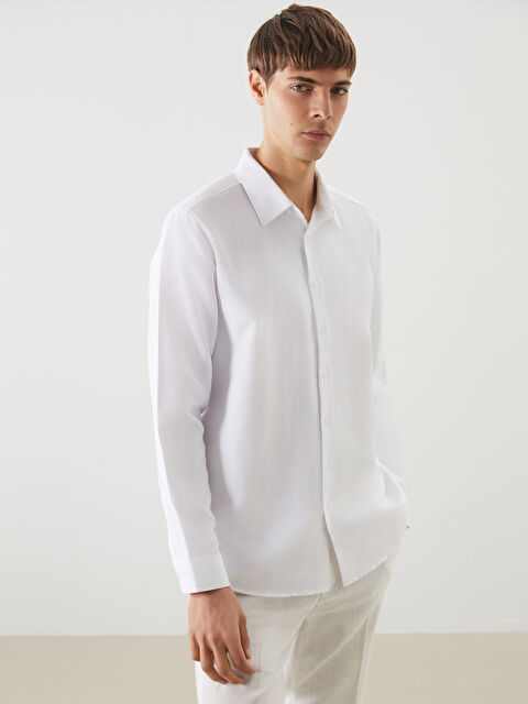 SOUTHBLUE Slim Fit Uzun Kollu Armürlü Erkek Gömlek - S5MA70Z8-Q6K