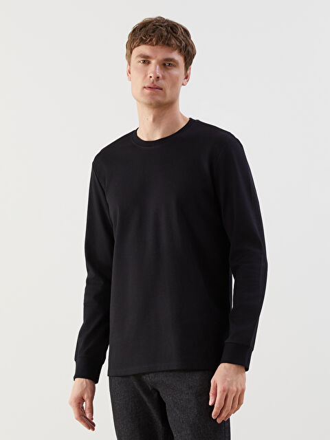 LCWAIKIKI Classic Bisiklet Yaka Uzun Kollu Erkek Sweatshirt - S5MA87Z8-CVL