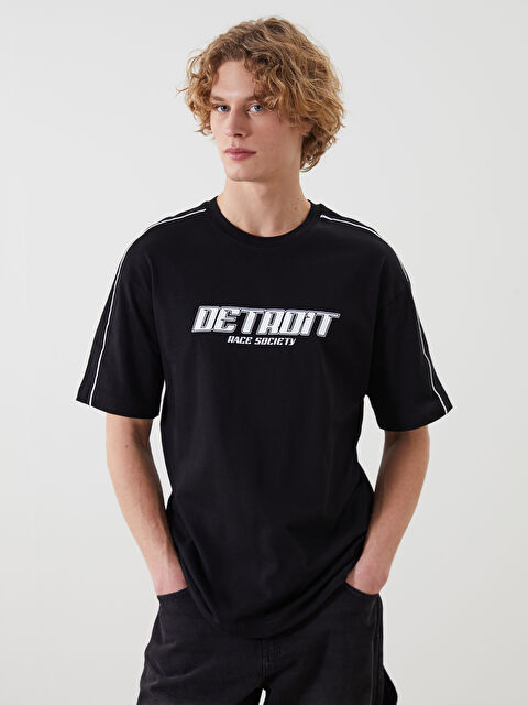 XSIDE Bisiklet Yaka Kısa Kollu Baskılı Penye Erkek Tişört - S5MA97Z8-CVL