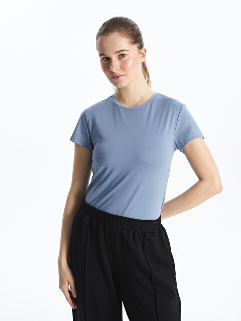 KOOR SPORT Bisiklet Yaka Kadın Spor Tişört - S5MB14Z8-RWH