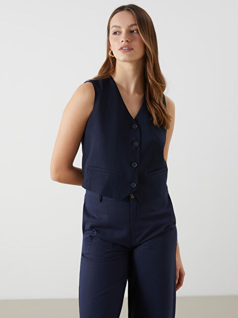 LCW Vision V Yaka Kadın Klasik Yelek - S5MB21Z8-CRP