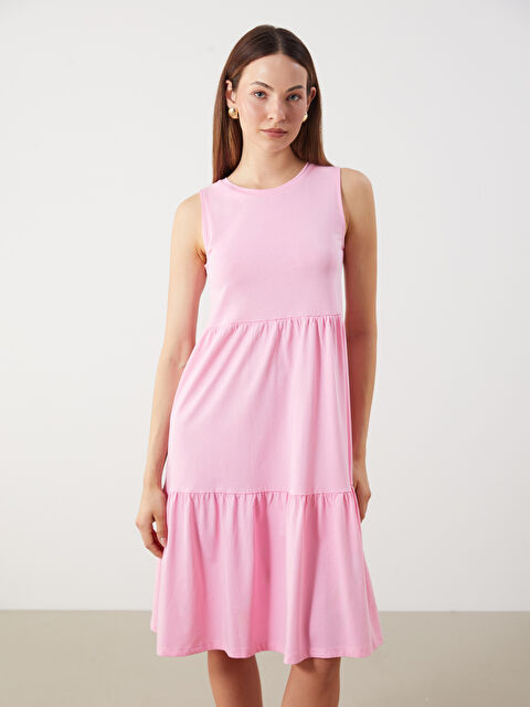 LCW Comfort Bisiklet Yaka Kolsuz Elbise - S5MB46Z8-GA5