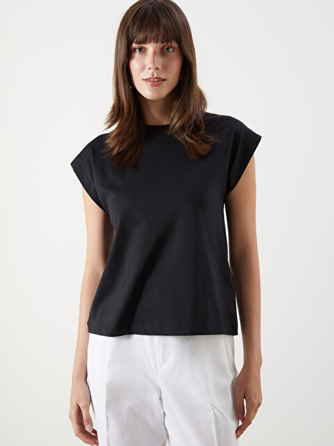 LCW Comfort Bisiklet Yaka Kadın Tişört - S5MB68Z8-CVL