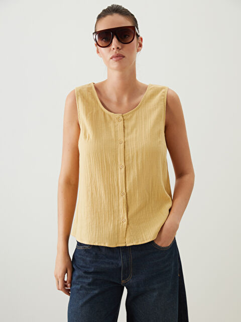 LCWAIKIKI Classic U Yaka Dokulu Müslin Bluz - S5MB77Z8-FPF