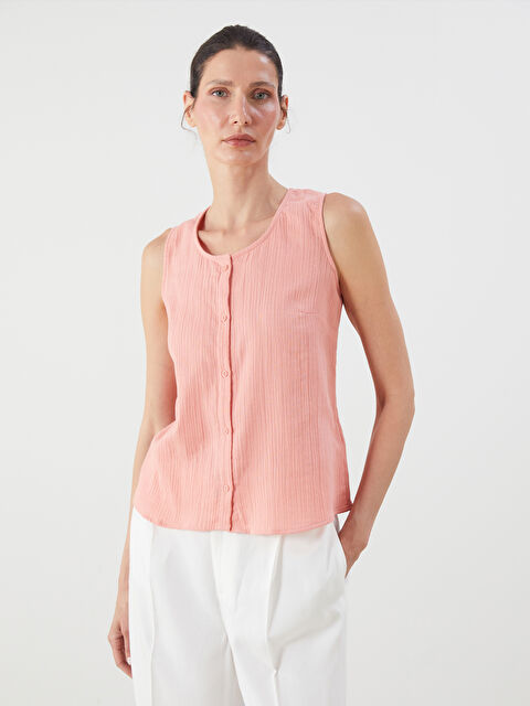 LCWAIKIKI Classic U Yaka Dokulu Müslin Bluz - S5MB77Z8-GD6