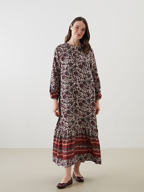 LCW Grace Bisiklet Yaka Çiçekli A Kesim Elbise - S5MC01Z8-F9C