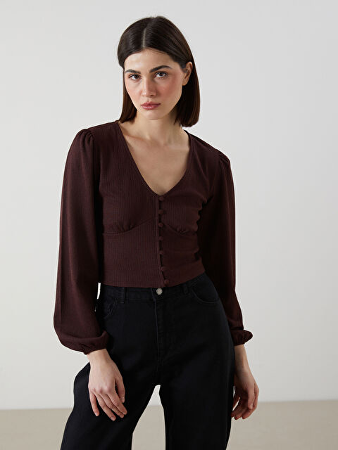 LCW Vision V Yaka Kadın Bluz - S5MC25Z8-HRK