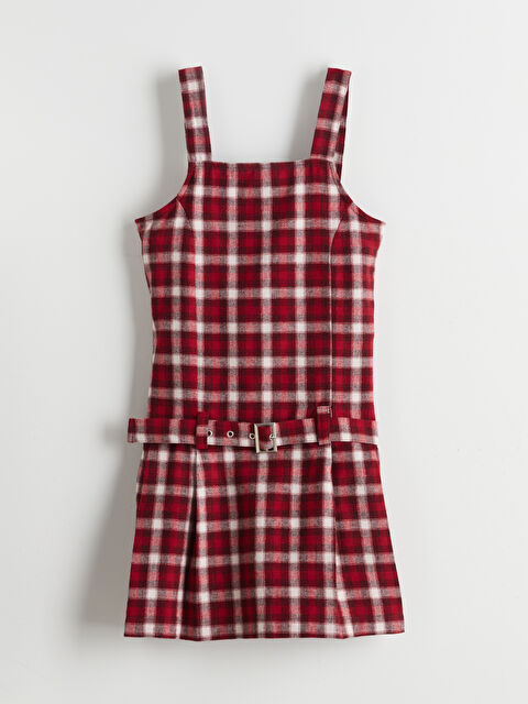 LCW Kids Kare Yaka Ekose Kız Çocuk Salopet Elbise - S5MC35Z4-LPA