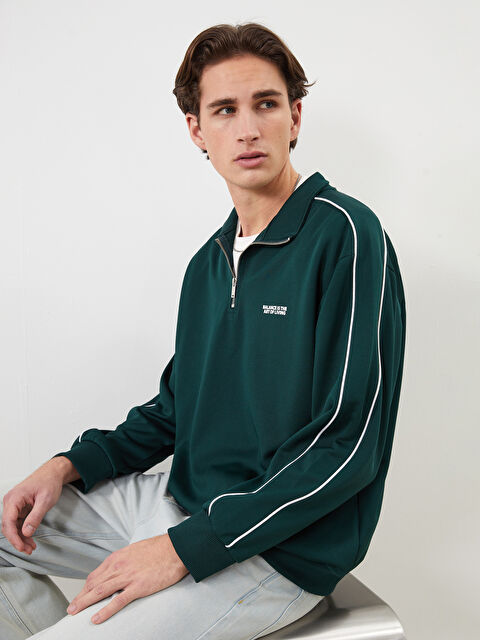 XSIDE Dik Yaka Uzun Kollu Baskılı Erkek Sweatshirt - S5MC84Z8-HHQ