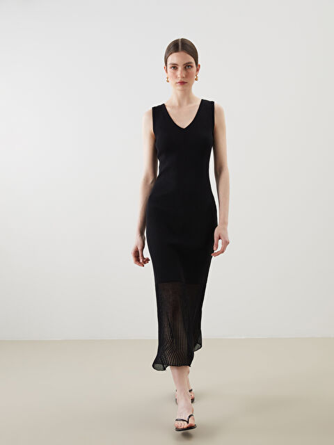 LCWAIKIKI Classic V Yaka Elbise - S5MD16Z8-CVL