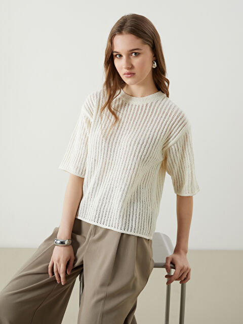 LCWAIKIKI Classic Bisiklet Yaka Ajurlu Kadın Triko Kazak - S5MD17Z8-R9J