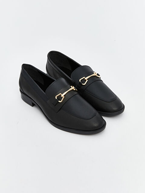 LCW STEPS Deri Görünümlü Metal Aplike Detaylı Kadın Loafer Ayakkabı - S5MD44Z8-HUC