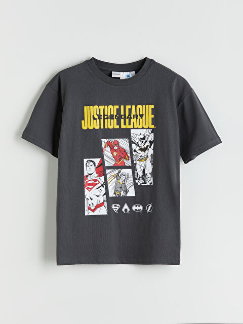 LCW Kids Bisiklet Yaka Justice League Baskılı Erkek Çocuk Tişört - S5MD71Z4-R34