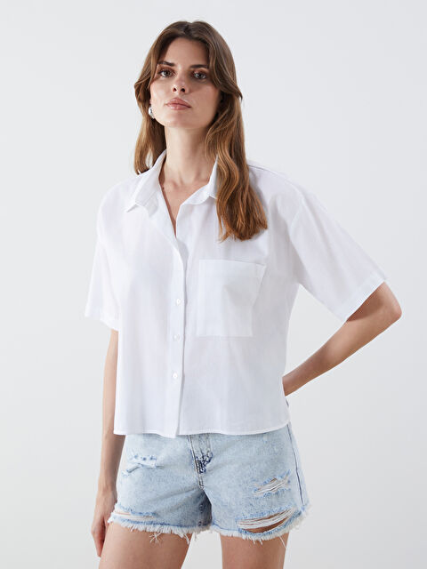 LCW Vision Crop Keten Karışımlı Kadın Gömlek - S5MD93Z8-R9J