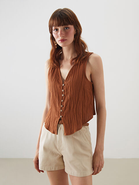 LCW Vision V Yaka Dokulu Müslin Kadın Yelek - S5ME19Z8-JMK