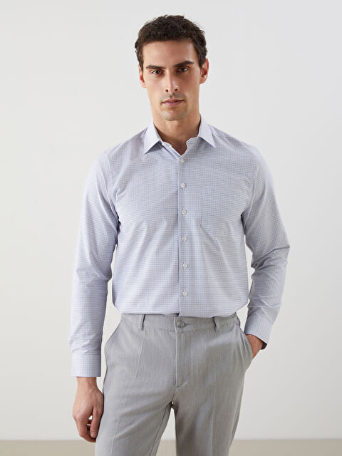 LCW BUSINESS Regular Fit Uzun Kollu Ekose Gabardin Erkek Gömlek - S5MF14Z8-LLC