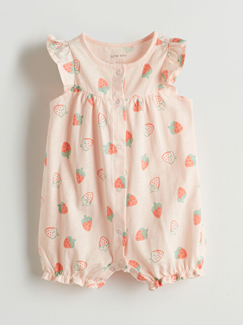 LCW baby Organik Kumaş Çilekli Kız Bebek Tulum - S5MF26Z1-LT6